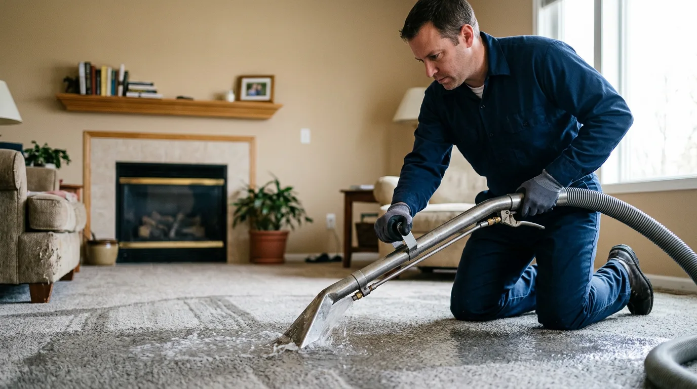 Water damage restoration technician working near Edinburg, VA